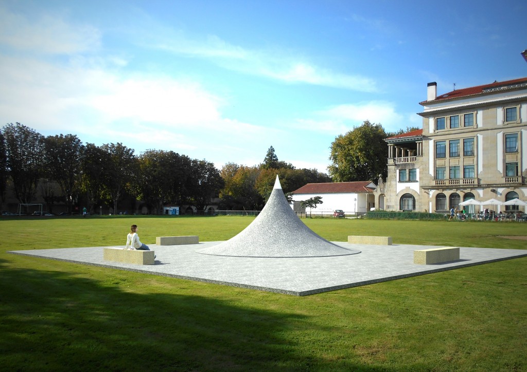 escultura en piedra plaza relatividad